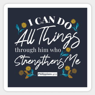 Philippians 4:13 with floral illustration Sticker